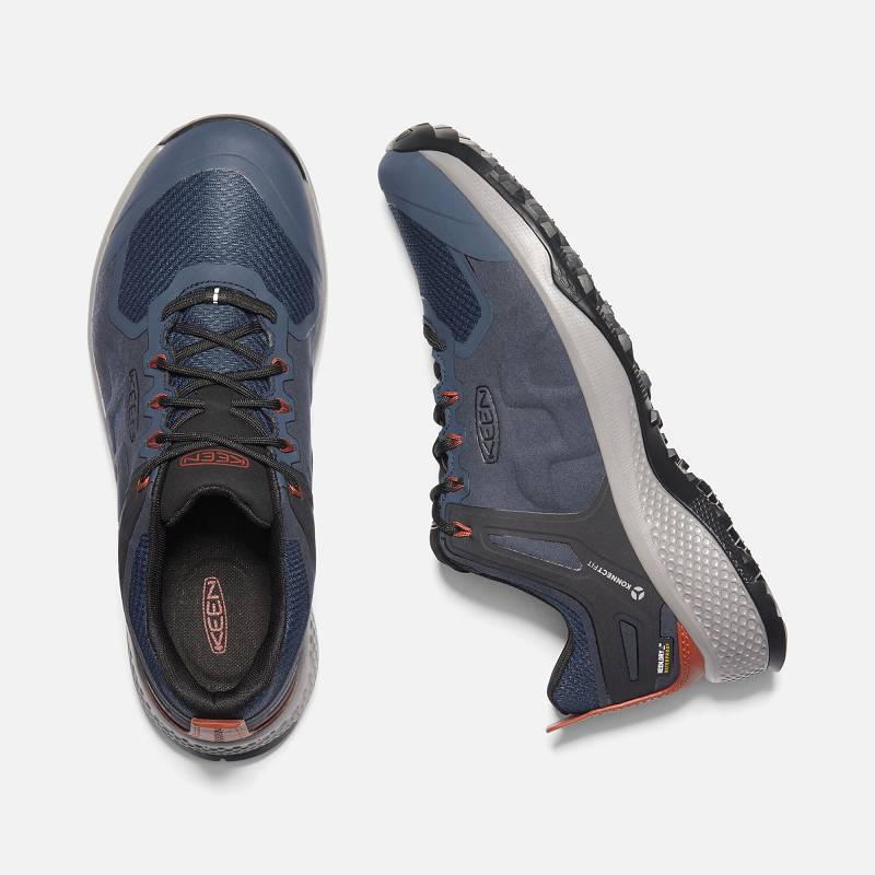 Keen Explore Waterproof Wanderschuhe Herren DE-86093 Blue Nights/Picante - Keen Herrenschuhe Blau